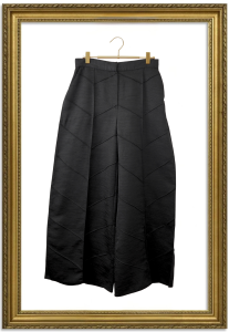 Black geometric textured wide-leg pants