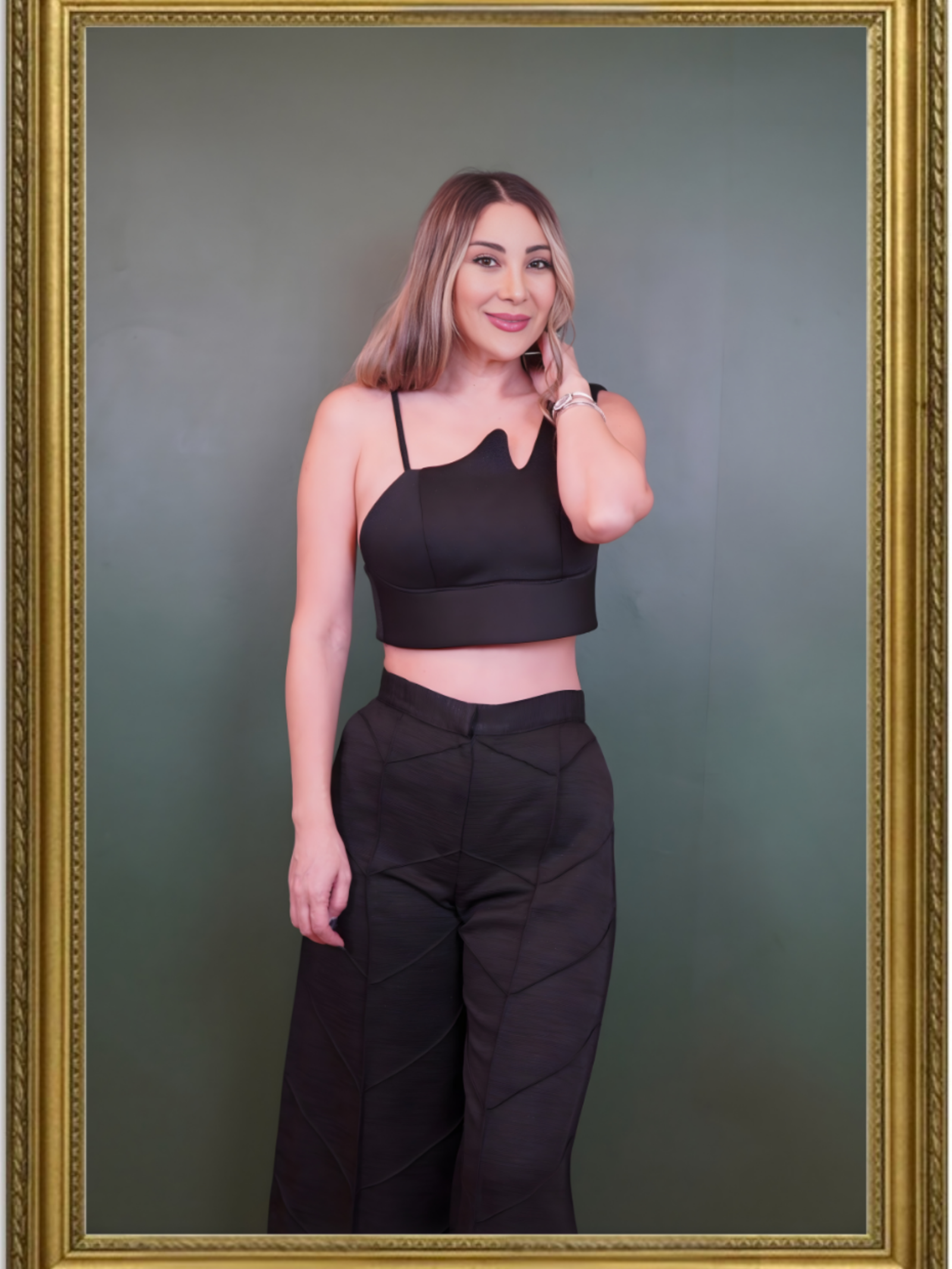 Black asymmetric strap crop top