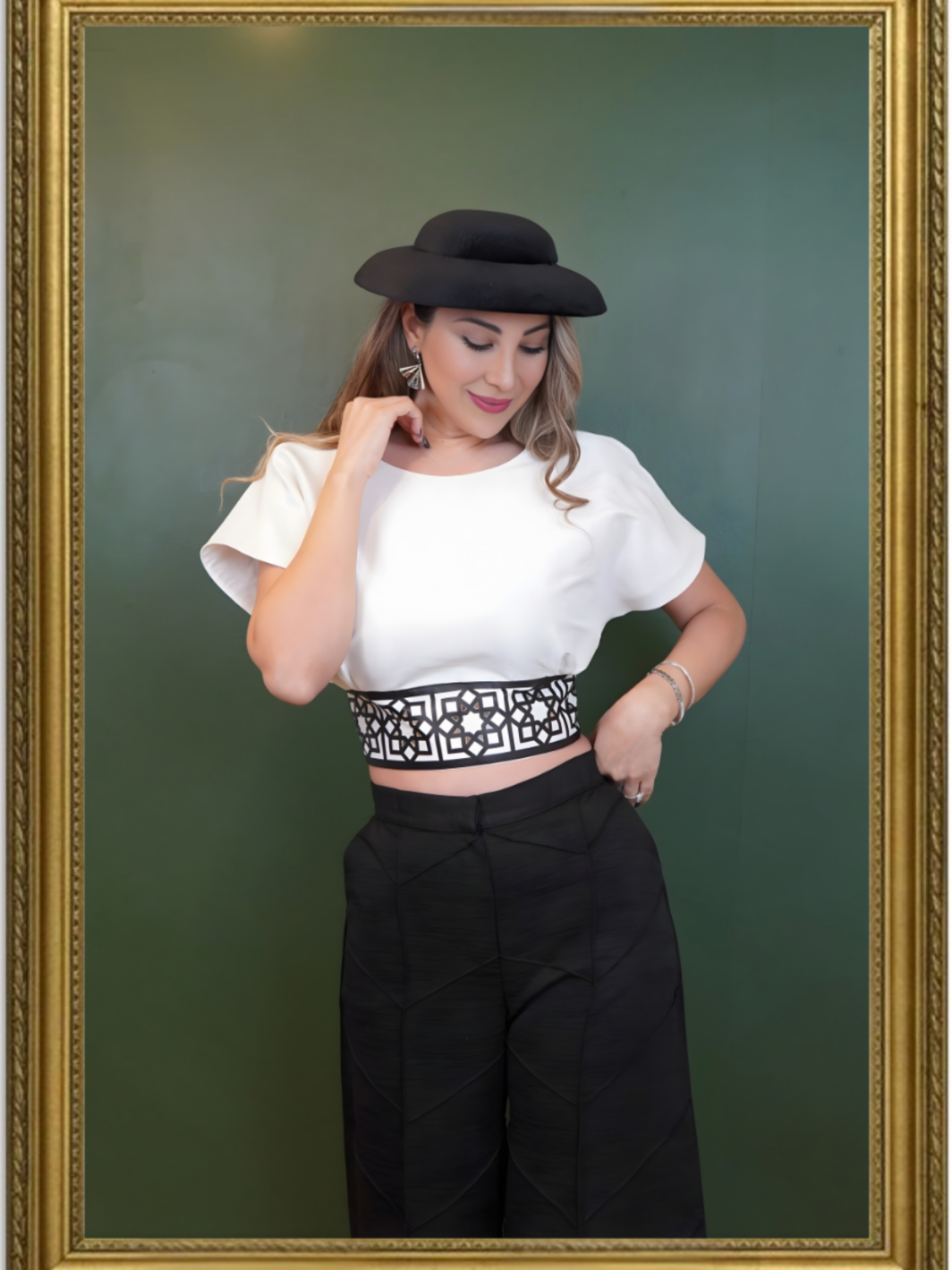 Ivory Geo-Band Crop Top